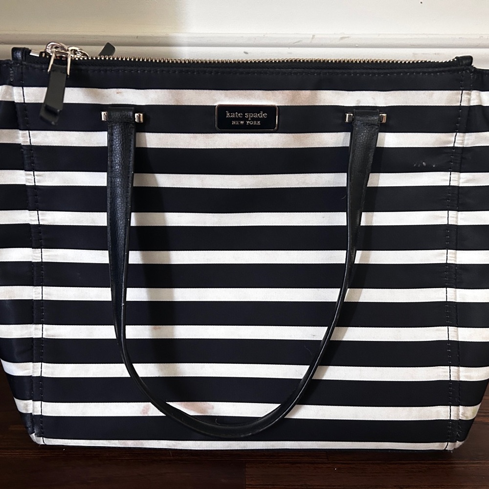 Kate Spade Black and White Striped Tote